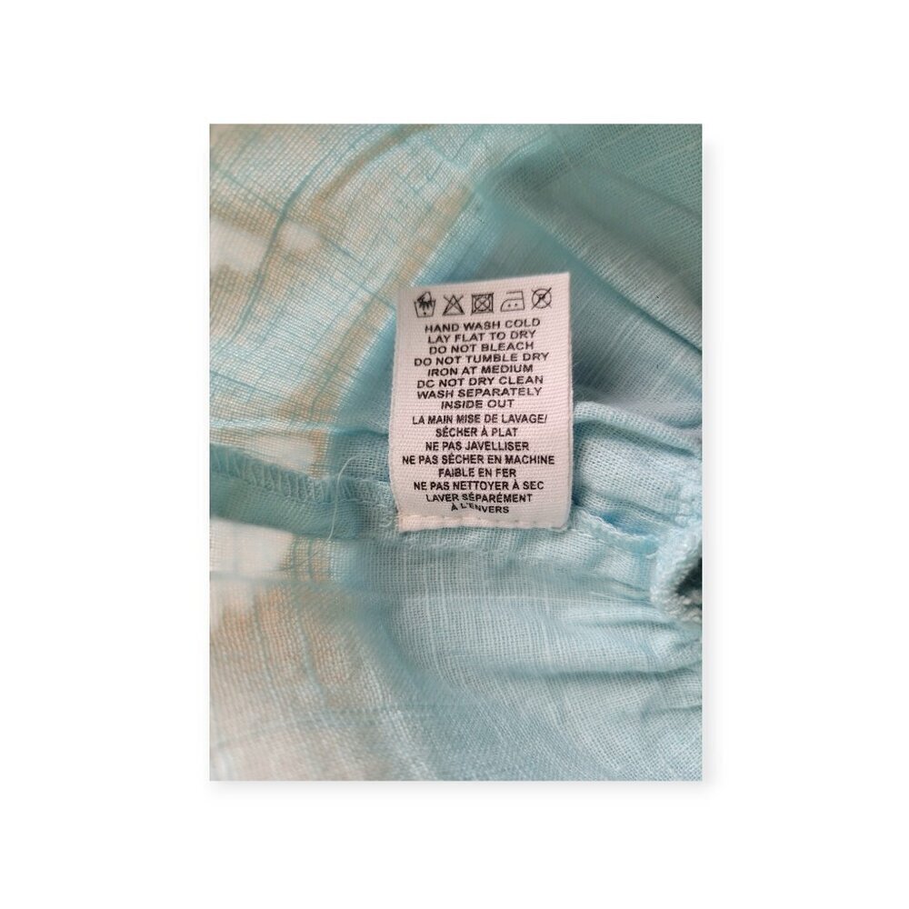 Anthropologie DRA Icy Blue Cotton Tassel Blouse Small Lightweight Summer Top - Picture 5 of 7